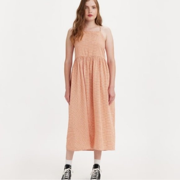 Levi's Linen Amilijia Dress Gingham Medium New - Picture 1 of 10